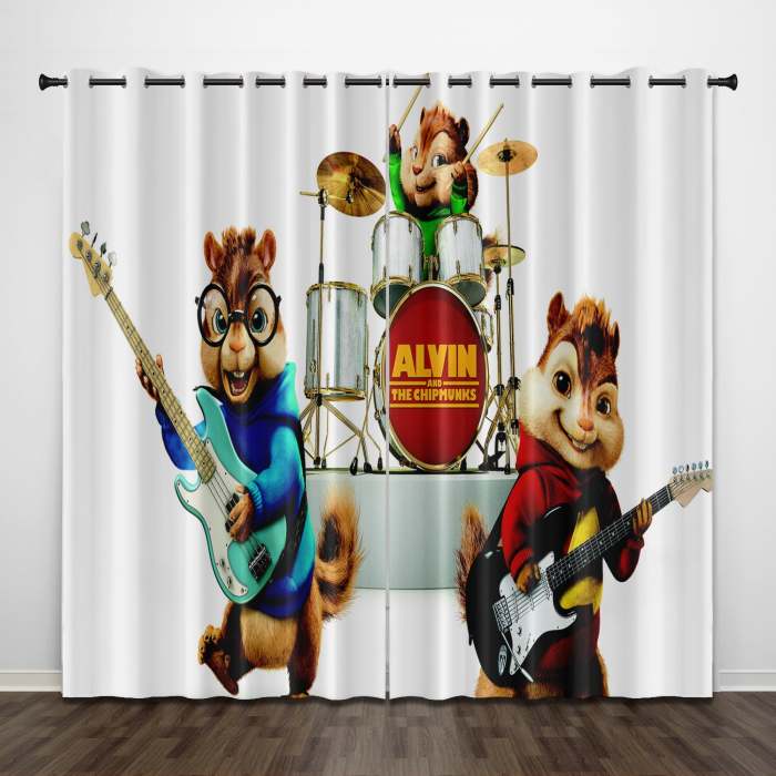 Alvin And The Chipmunks Curtains Pattern Blackout Window Drapes