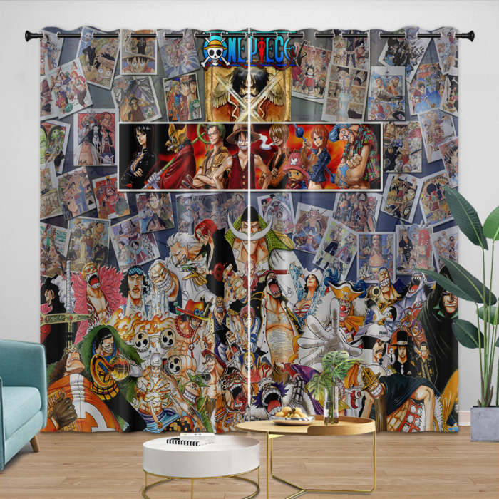 Anime One Piece Curtains Pattern Blackout Window Drapes