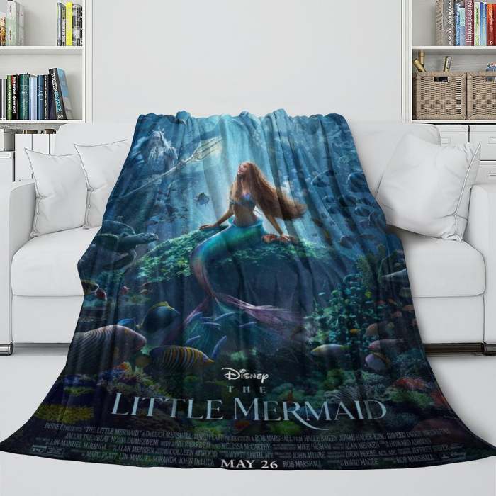 Movie The Little Mermaid Blanket Flannel Throw Room Decoration