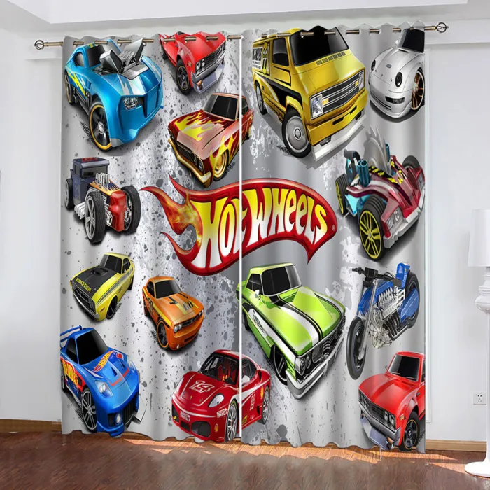Wheels Curtains Pattern Blackout Window Drapes