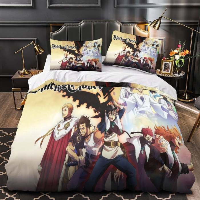Black Clover Bedding Set Pattern Quilt Duvet Cover Without Filler