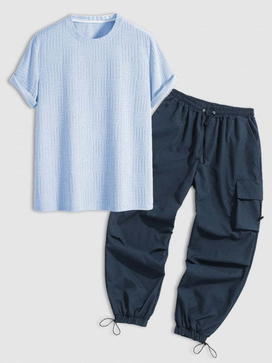 Short Sleeves Basic T Shirt And Loose Fit Cargo Pant Set