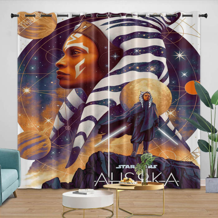 Star Wars Ahsoka Curtains Pattern Blackout Window Drapes