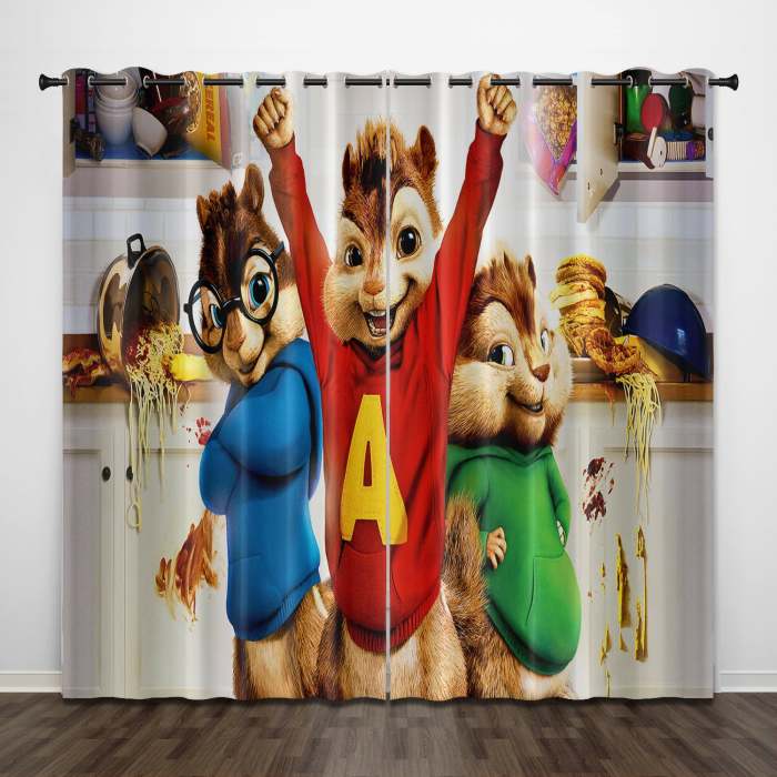 Alvin And The Chipmunks Curtains Pattern Blackout Window Drapes