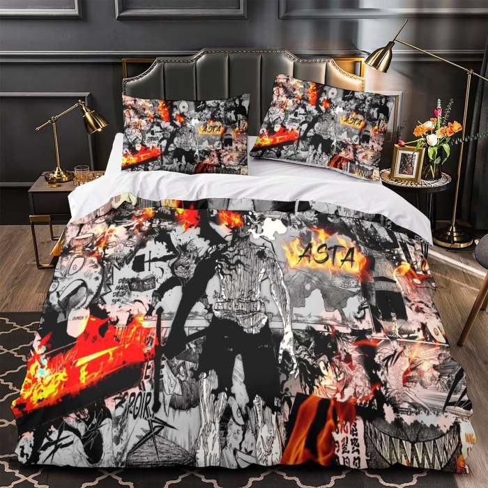 Black Clover Bedding Set Pattern Quilt Duvet Cover Without Filler