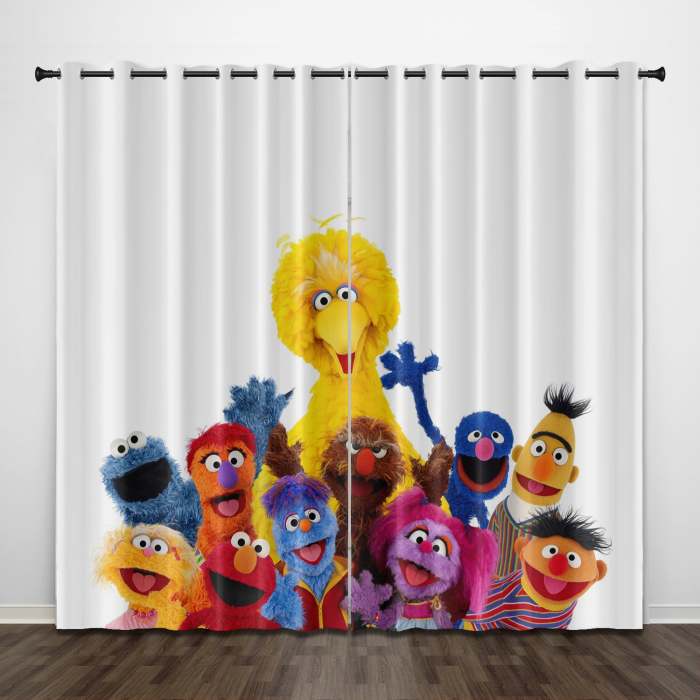 Sesame Street Curtains Pattern Blackout Window Drapes