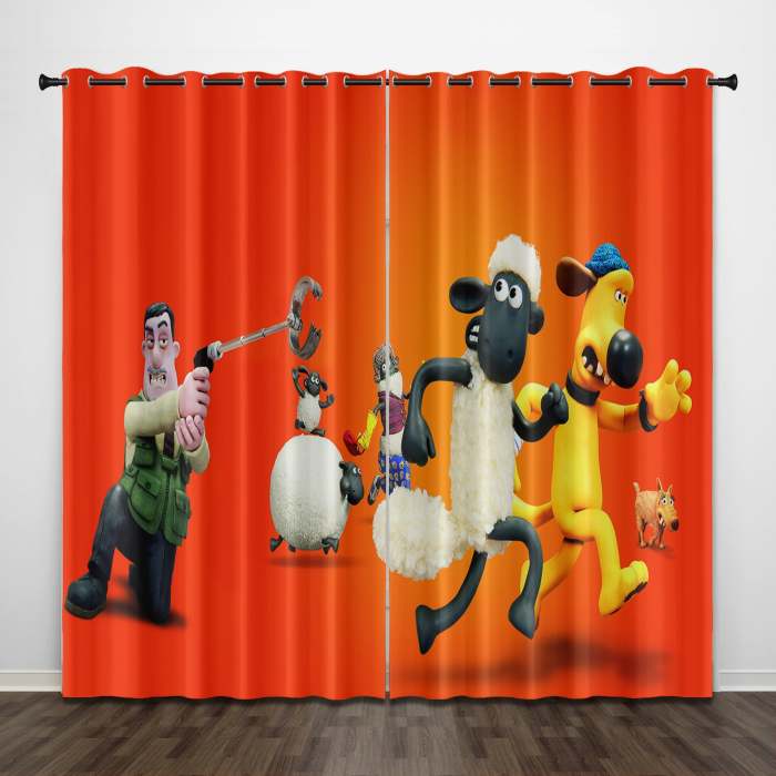 Shaun The Sheep Curtains Pattern Blackout Window Drapes