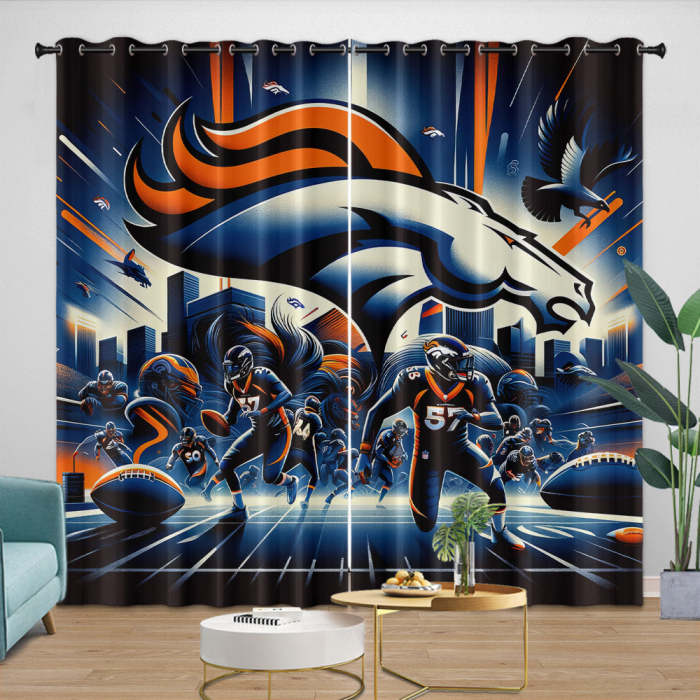 Denver Broncos Curtains Blackout Window Drapes Room Decoration