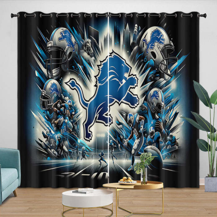 Detroit Lions Curtains Blackout Window Drapes Room Decoration