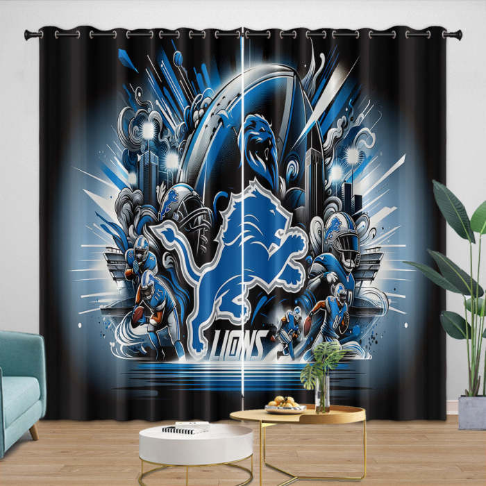 Detroit Lions Curtains Blackout Window Drapes Room Decoration