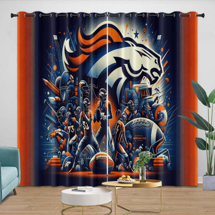 Denver Broncos Curtains Blackout Window Drapes Room Decoration