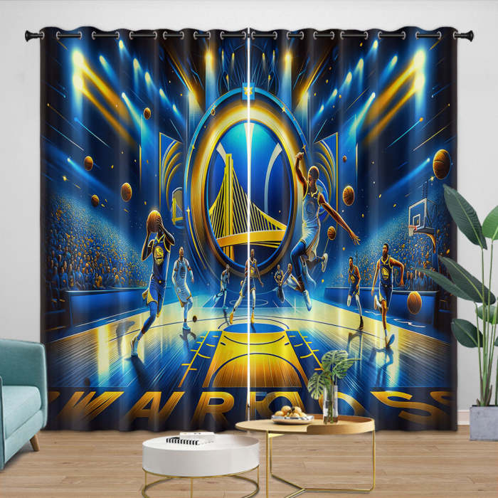 Golden State Warriors Curtains Blackout Window Drapes Room Decoration