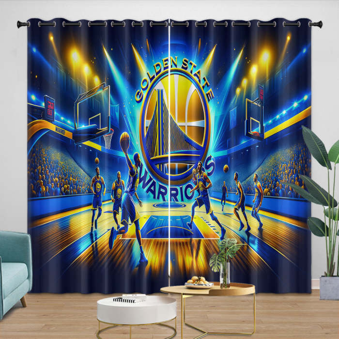 Golden State Warriors Curtains Blackout Window Drapes Room Decoration