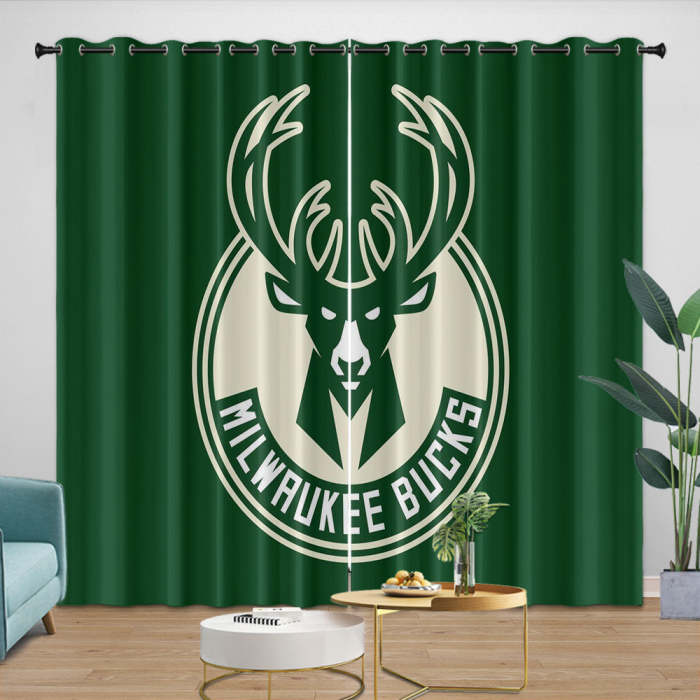 Milwaukee Bucks Curtains Blackout Window Drapes Room Decoration