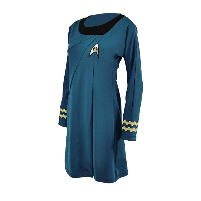 Star Trek Tos Female Duty Uniforms The Original Series Blue Gold Red Dress Costume
