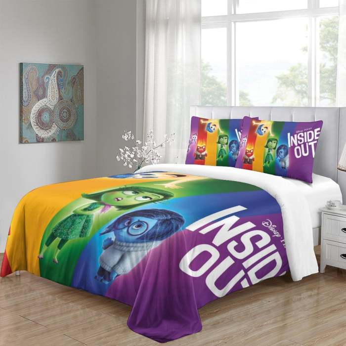 Pixar'S Inside Out 2 Bedding Set Pattern Quilt Cover Without Filler