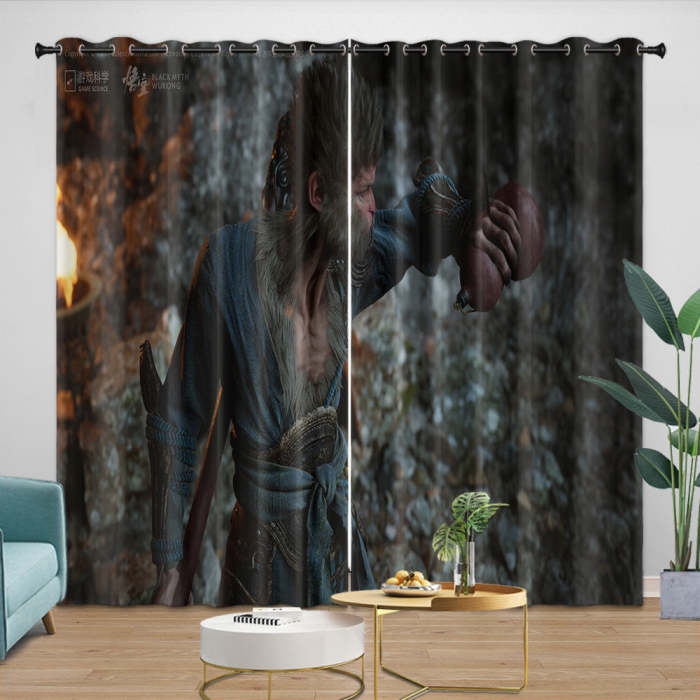 Black Myth Wukong Curtains Blackout Window Drapes Room Decoration