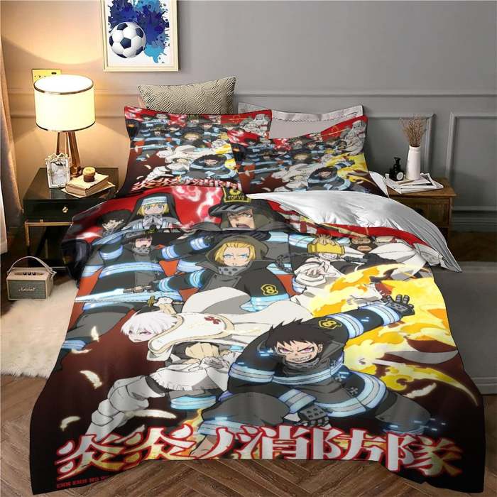 Fire Force Bedding Set Pattern Quilt Cover Without Filler