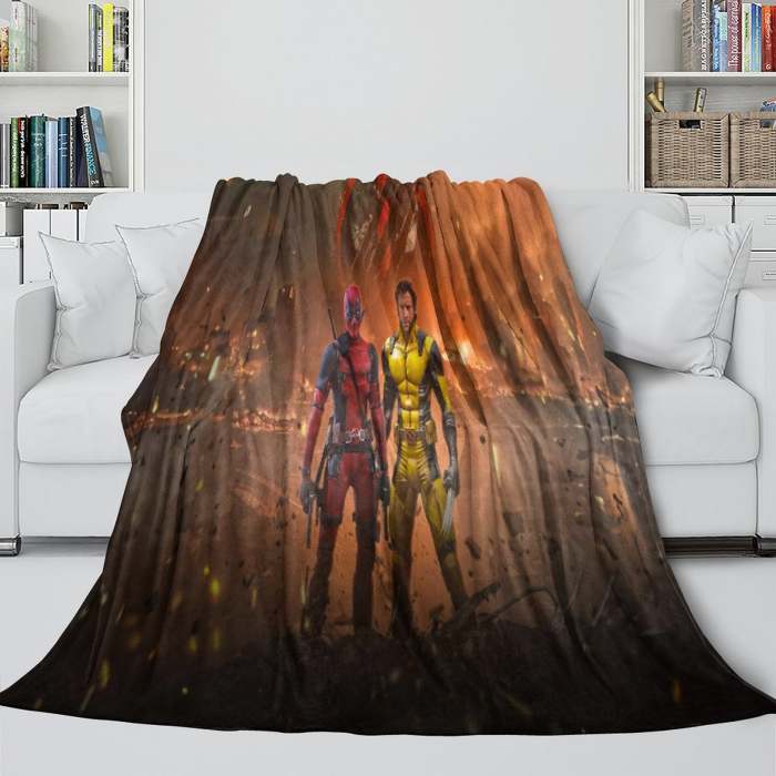 Deadpool And Wolverine Blanket Flannel Fleece Throw Room Decoration
