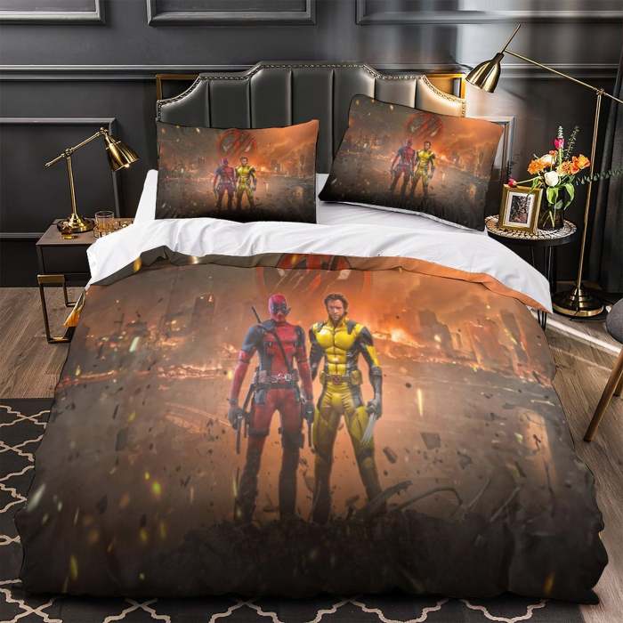 Deadpool And Wolverine Bedding Set Pattern Quilt Cover Without Filler