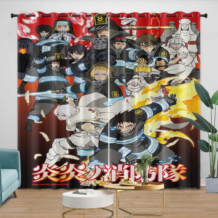 Fire Force Curtains Blackout Window Drapes Room Decoration