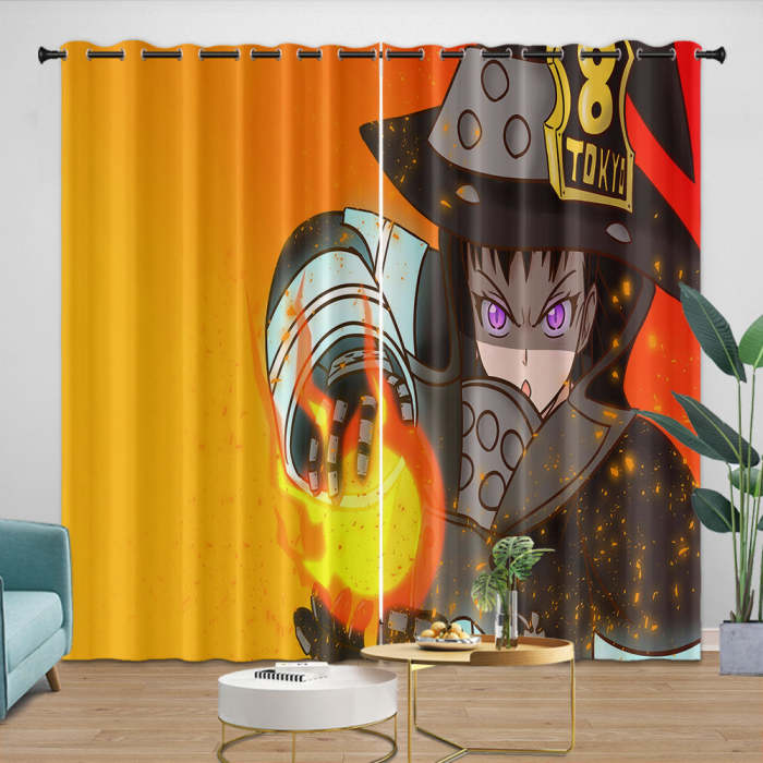 Fire Force Curtains Blackout Window Drapes Room Decoration