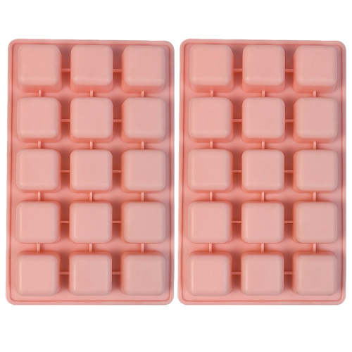 2 Pcs 15-Cavities Square Silicone Mold For Scented Wax Melts, Chocolate Truffles, Candy, Jelly, Ice Cube Tray