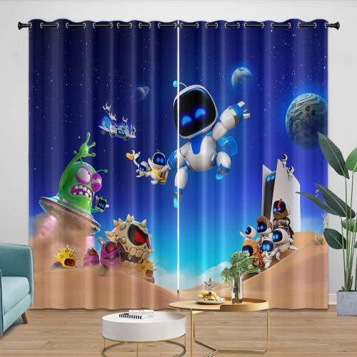 Astro Bot Curtains Blackout Window Drapes Room Decoration