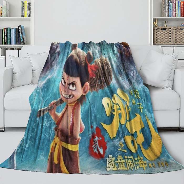 Movie Ne Zha 2 Blanket Flannel Throw Room Decoration