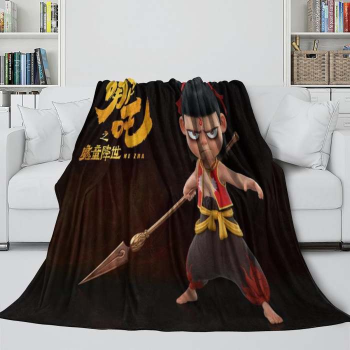 Movie Ne Zha 2 Blanket Flannel Throw Room Decoration