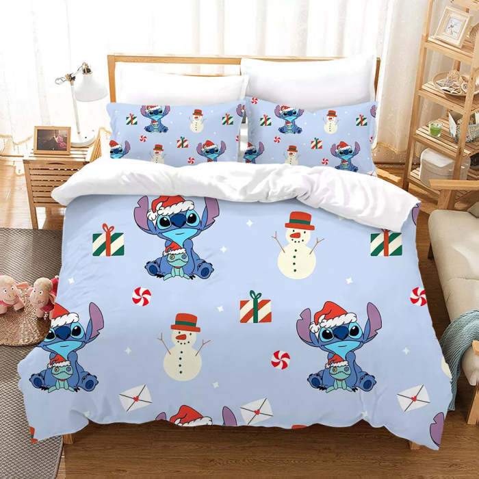 Stitch Christmas Bedding Set Pattern Kids Quilt Cover Without Filler