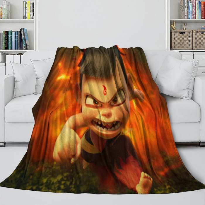 Movie Ne Zha 2 Blanket Flannel Throw Room Decoration