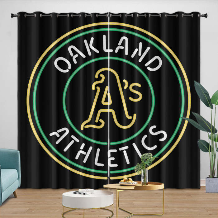 Oakland Athletics Curtains Blackout Window Drapes Room Decoration