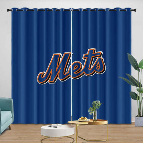 York Mets Curtains Blackout Window Drapes Room Decoration