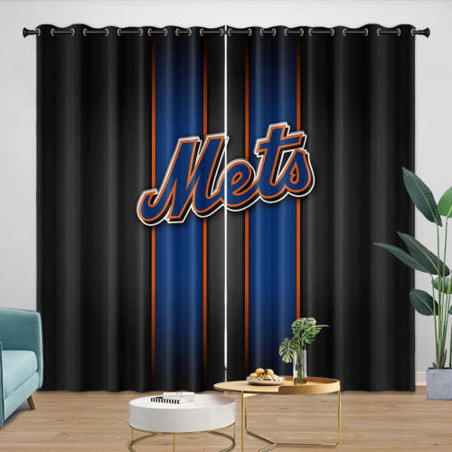 York Mets Curtains Blackout Window Drapes Room Decoration