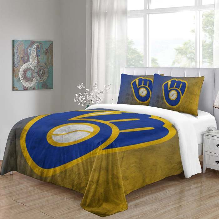 Milwaukee Brewers Bedding Set Quilt Cover Without Filler