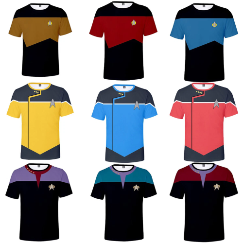 Star Trek The Next Generation Captain Picard 3D T-Shirts Dsn Starfleet Sports Fitness Top