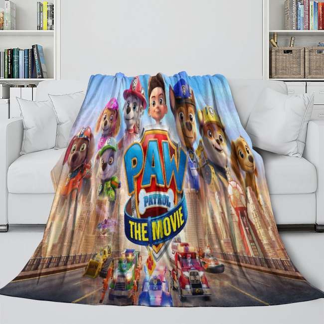 Paw Patrol The Movie Blanket Flannel Throw Kids Room Decoration