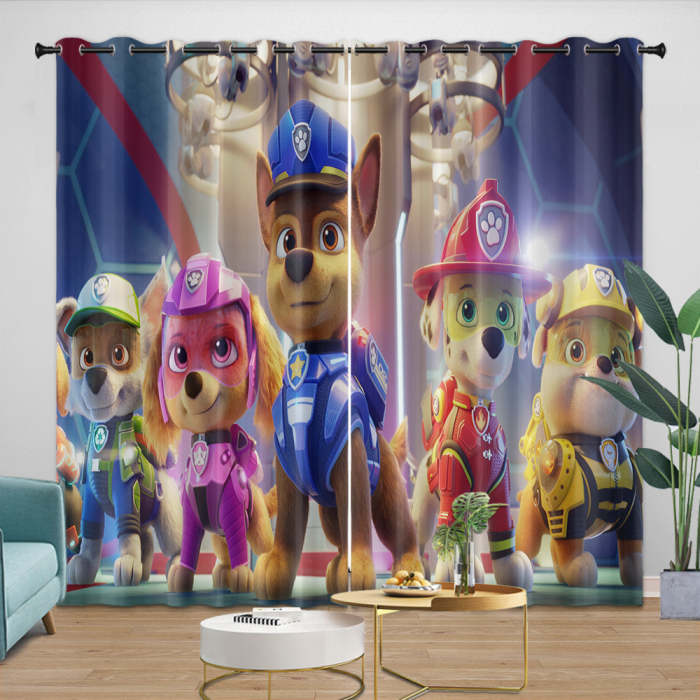 Paw Patrol The Movie Curtains Blackout Window Drapes Kids Room Decoration