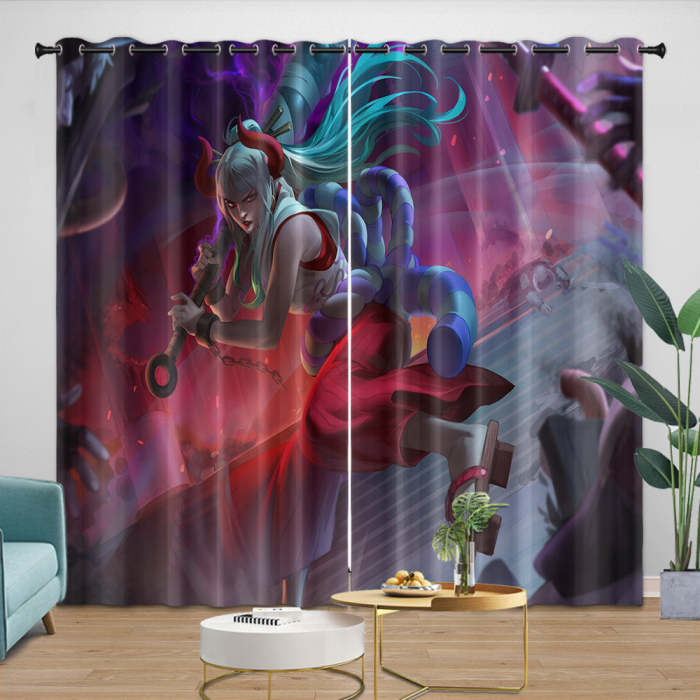One Piece Film Red Curtains Blackout Window Drapes Kids Room Decoration