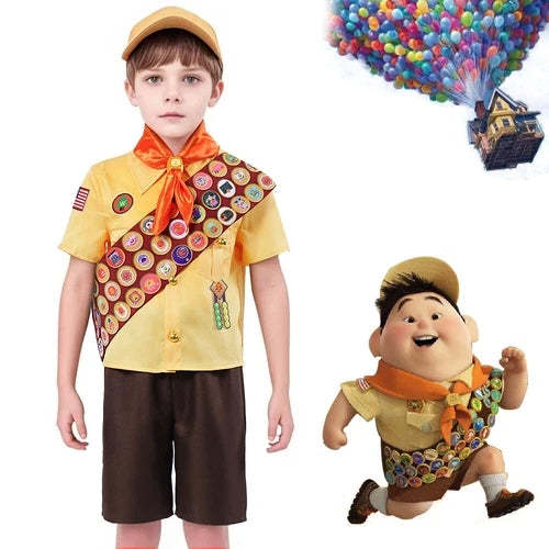 Cosplay Up Russell Shirts Shorts Hat Adult Kids Halloween Carnival Suits Costume