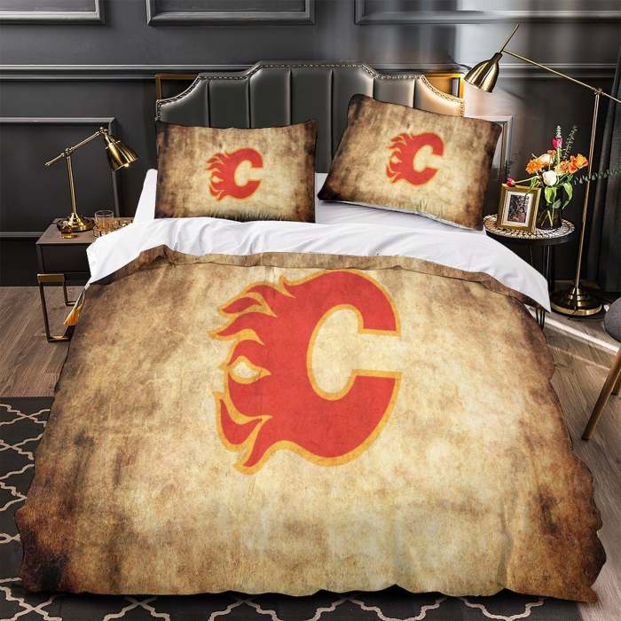Calgary Flames Bedding Set Quilt Duvet Cover Without Filler
