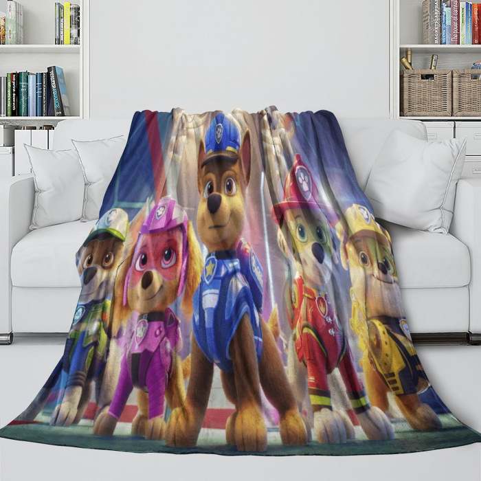 Paw Patrol The Movie Blanket Flannel Throw Kids Room Decoration