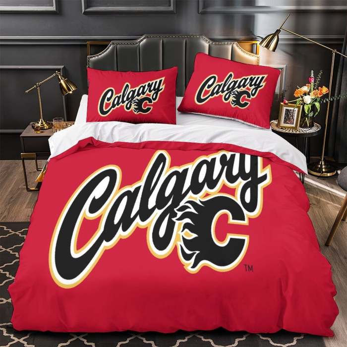 Calgary Flames Bedding Set Quilt Duvet Cover Without Filler
