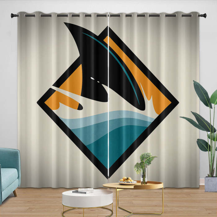 San Jose Sharks Curtains Blackout Window Drapes Room Decoration