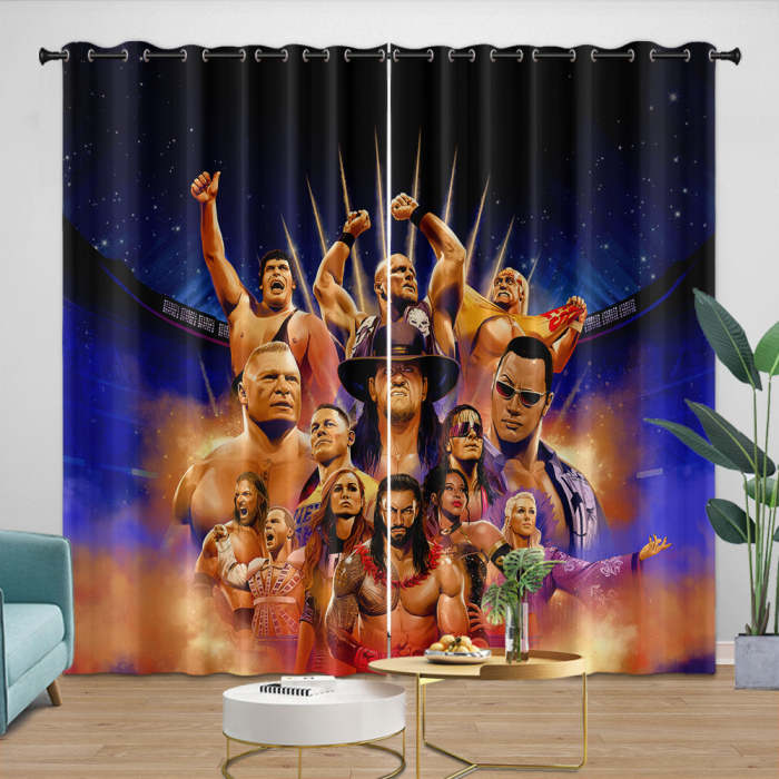 Wwe Pattern Curtains Blackout Window Drapes Kids Room Decoration