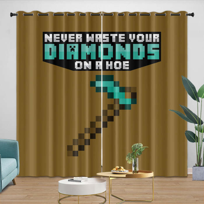 Minecraft Curtains Blackout Window Drapes Kids Room Decoration