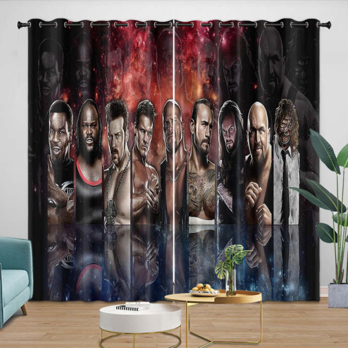 Wwe Pattern Curtains Blackout Window Drapes Kids Room Decoration