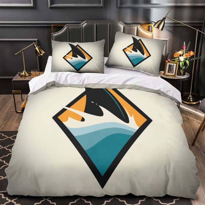 San Jose Sharks Bedding Set Quilt Duvet Cover Without Filler