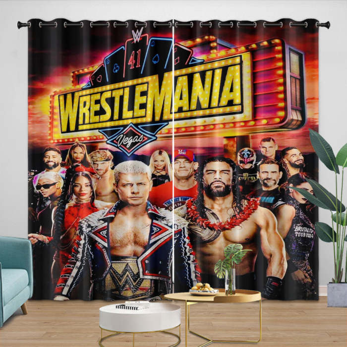 Wwe Pattern Curtains Blackout Window Drapes Kids Room Decoration